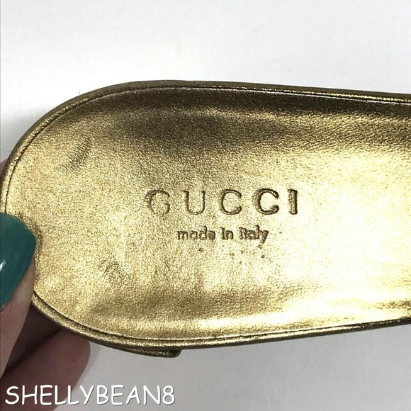 ❌❌SOLD❌❌ GUCCI Hysteria BRONZE Heels LOGO CREST - Picture 6 of 8